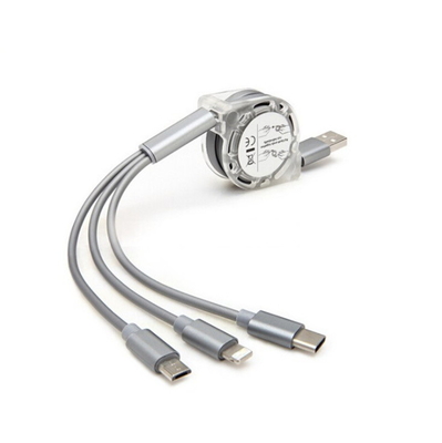 Scalable Flat 3 In 1 1.2m Retractable Charging Cable Micro USB To USB