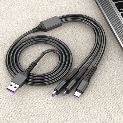 Nylon 4ft Multi USB Charging Cable 3 In 1 Universal Charger Cord